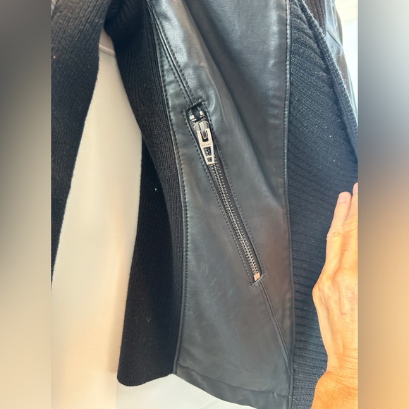 Blank NYC black leather zipper ribbed front detail jacket luxury fall casual XS - Picture 10 of 16
